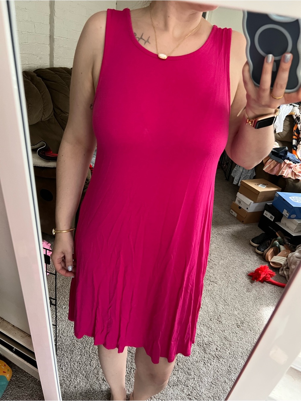 Francesca's Sleeveless Hot Pink Swing Dress